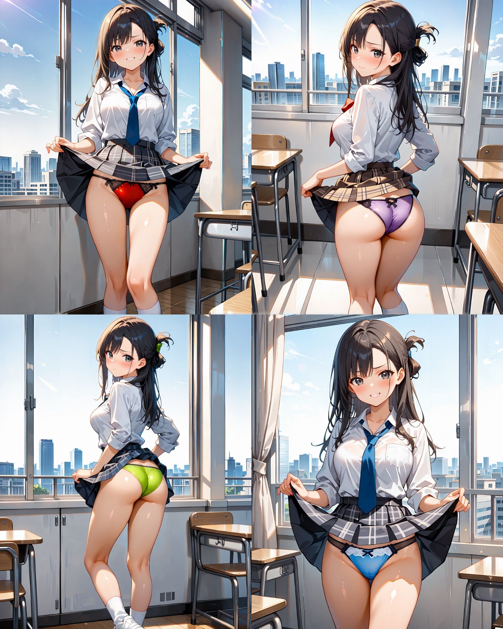 パンツをみせる in Class room（パンチライラスト集） サンプル2ページ目