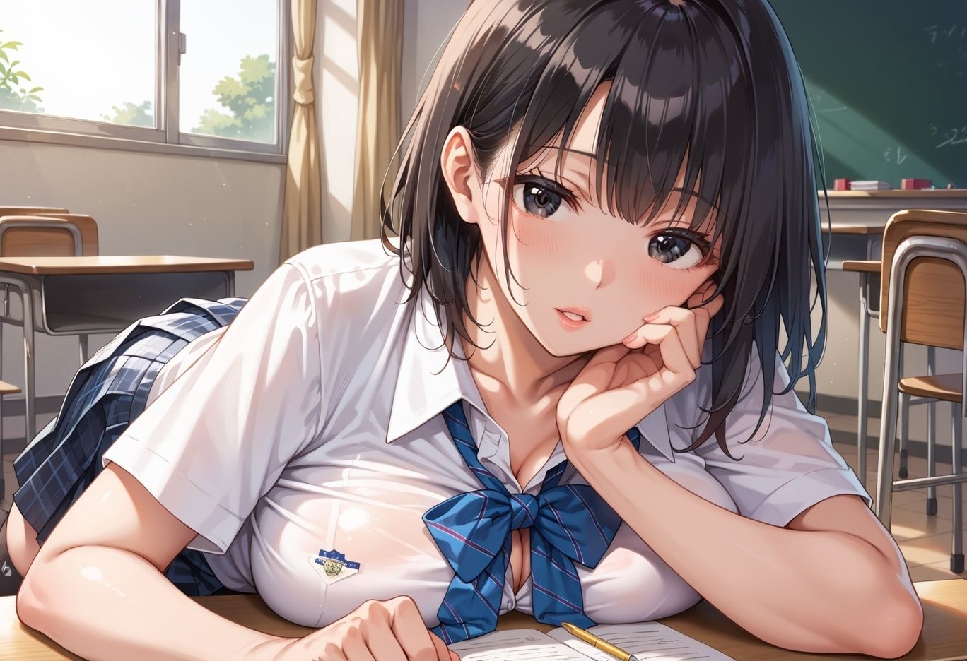 隣の席のおとなしい女子校生に  教室セックスお願いされた サンプル1ページ目