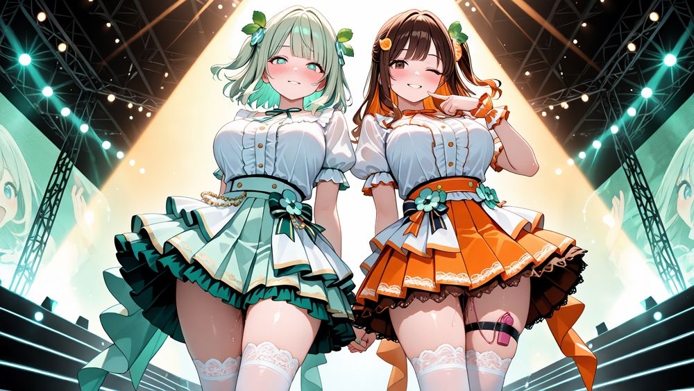爆乳異色ツインアイドルの衣装ズラしハメ撮り【4K】【FANZA専売】 サンプル2ページ目