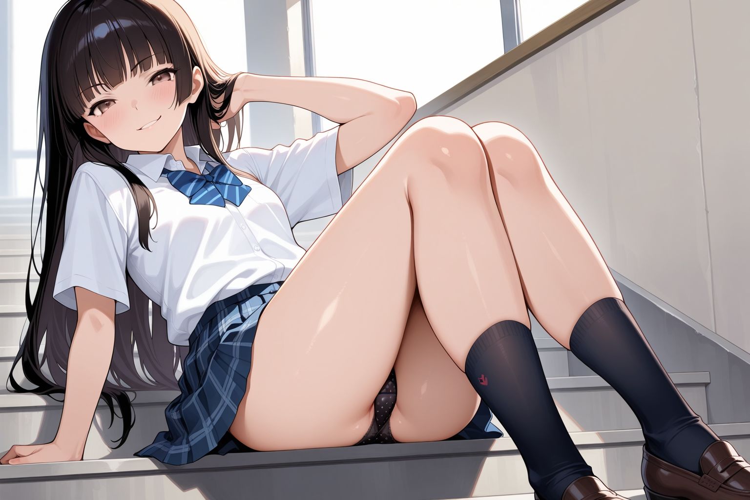 見せつけガールズ☆階段すわり編  姫カットVer サンプル3ページ目