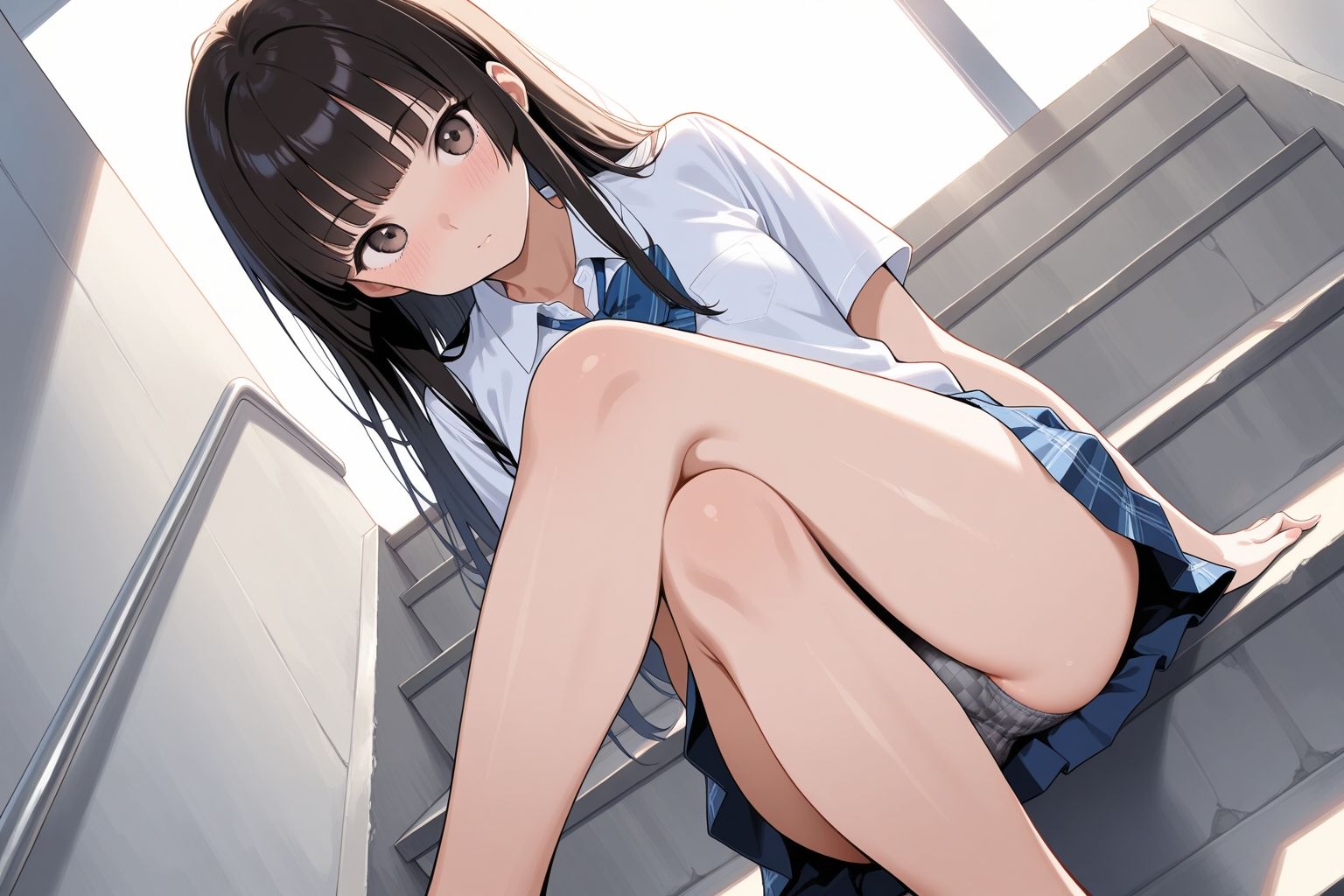 見せつけガールズ☆階段すわり編  姫カットVer サンプル4ページ目