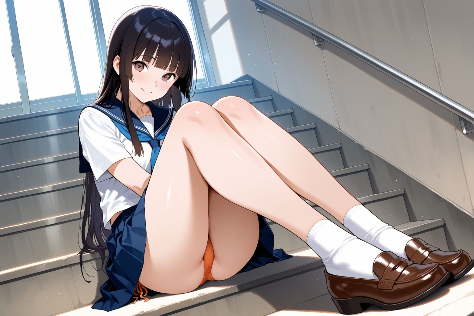 見せつけガールズ☆階段すわり編  姫カットVer サンプル9ページ目