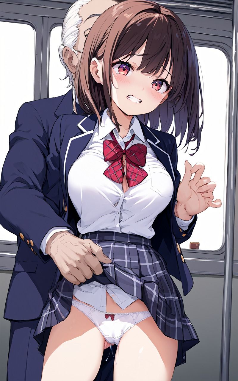 欲求不満のおじさんに電車痴●されて感じちゃうJ◯たち サンプル9ページ目