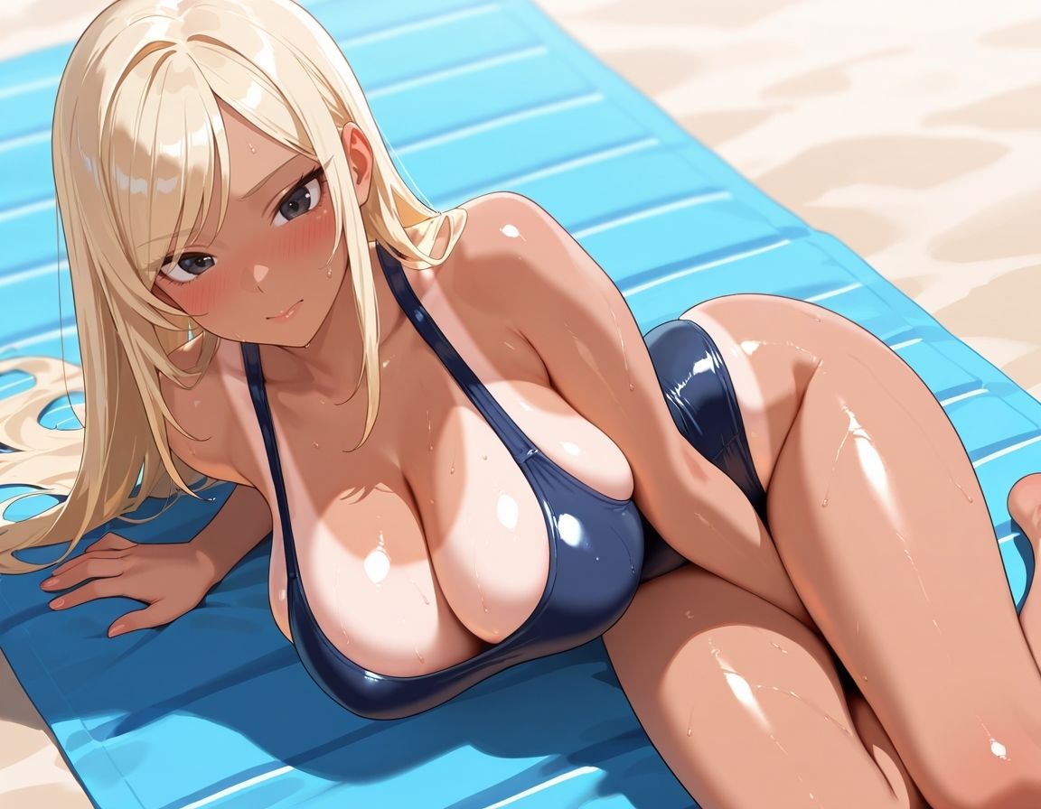 爆乳黒ギャル  スク水でメス堕ち サンプル2ページ目