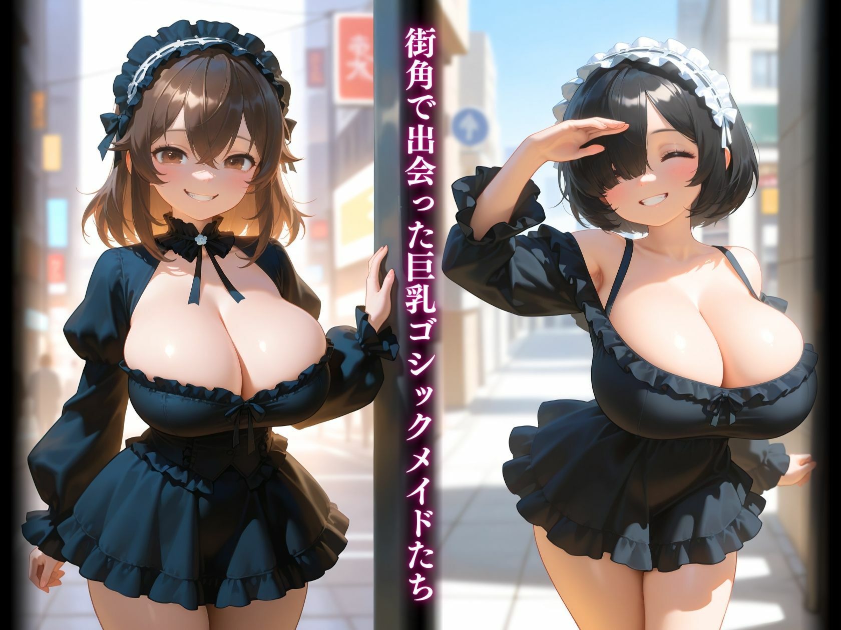 巨乳ゴシックメイドたち揉みしだかれて絶頂強く揉んじゃダメ… サンプル1ページ目