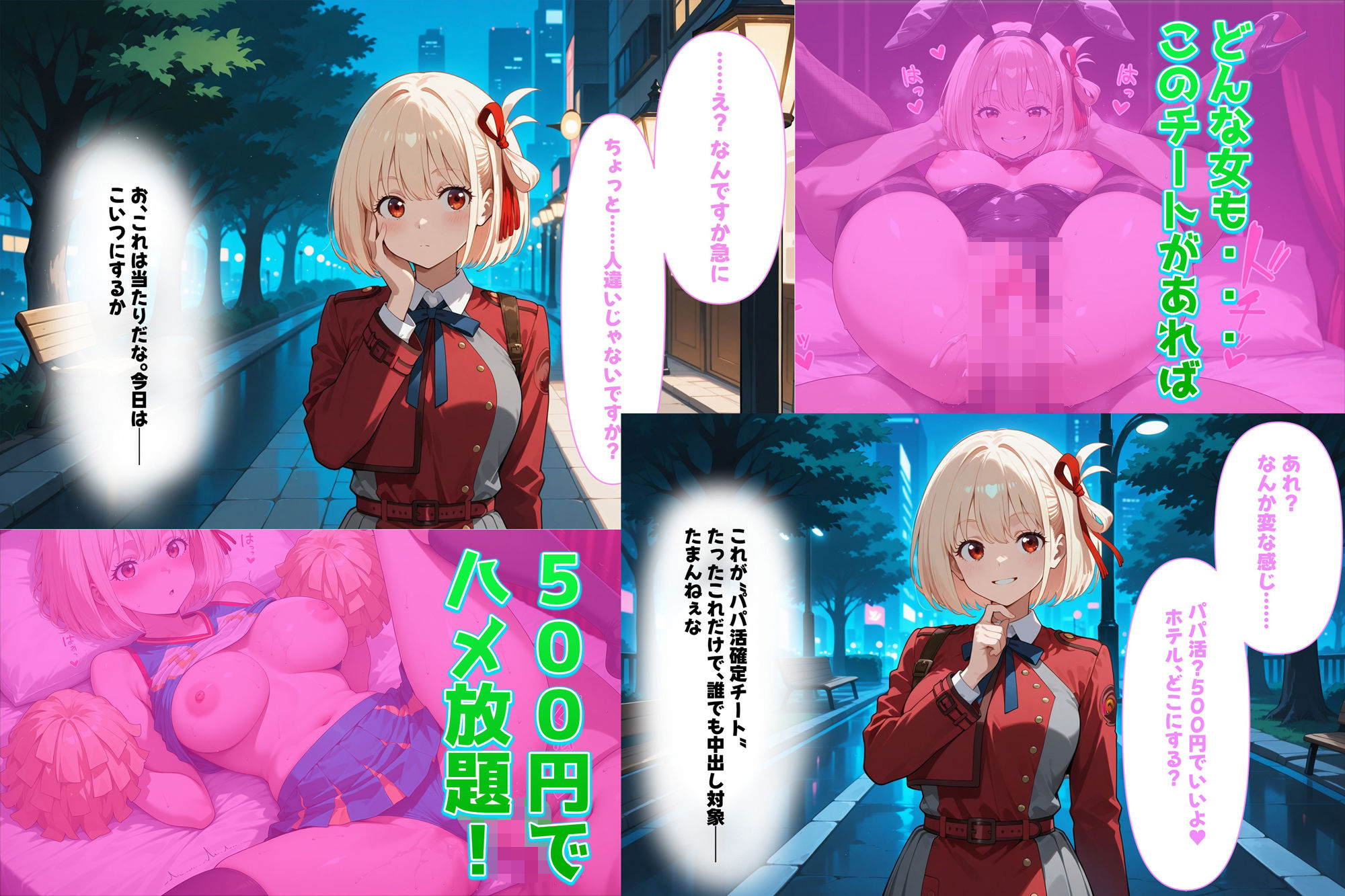 500円でパパ活確定チート〜ワンコインで美少女と即ラブホ！中出し孕ませ確定援交〜［錦木千●編］［CG500枚］ サンプル1ページ目