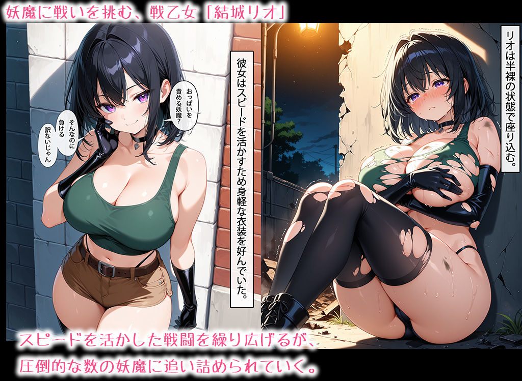 巨乳少女は触手に勝てない［AIイラスト集Vol.01］（セリフ付き） サンプル2ページ目