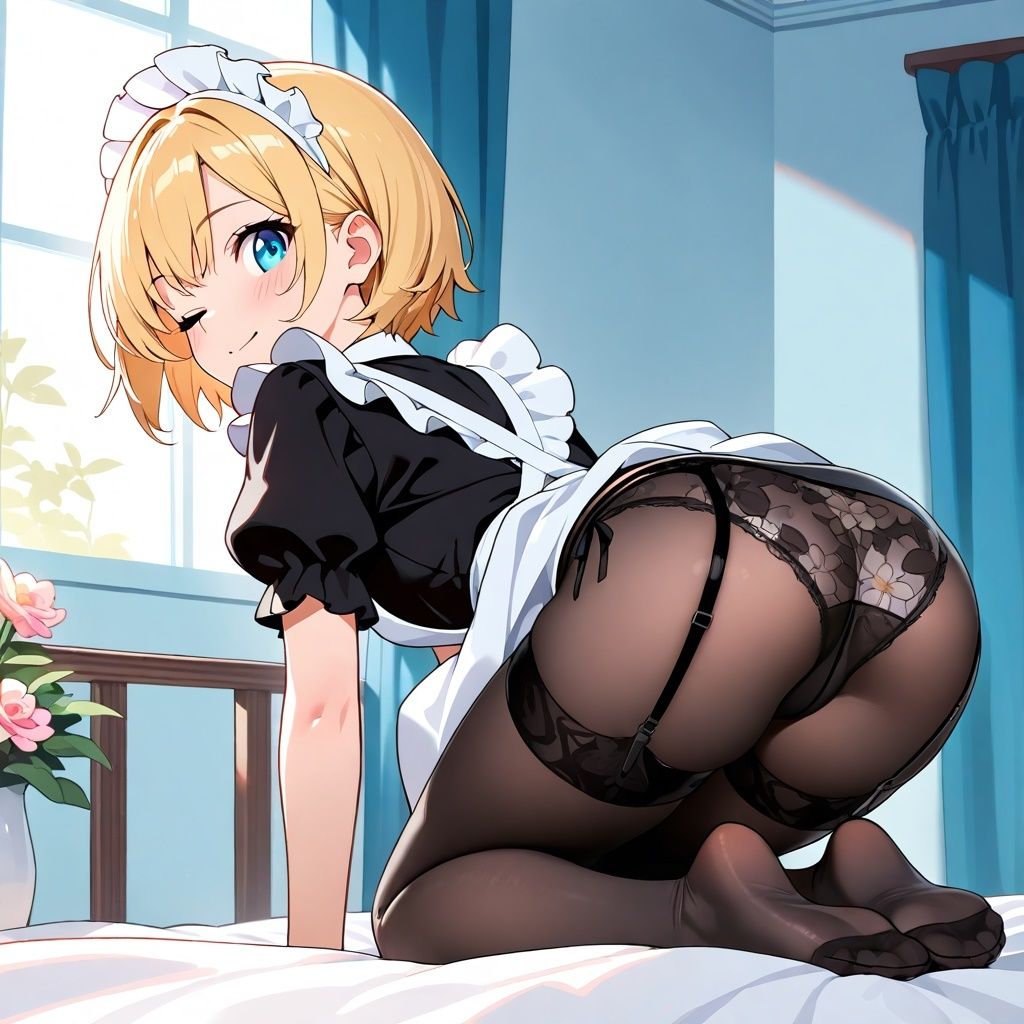 ミニスカメイドの四つん這いパンチラ サンプル4ページ目