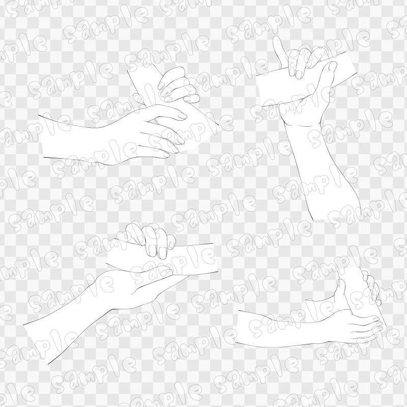 線画素材集［手］5 サンプル2ページ目