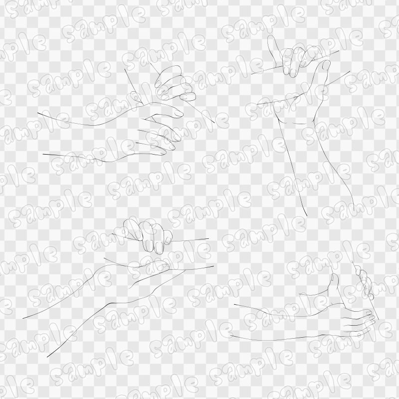 線画素材集［手］5 サンプル3ページ目