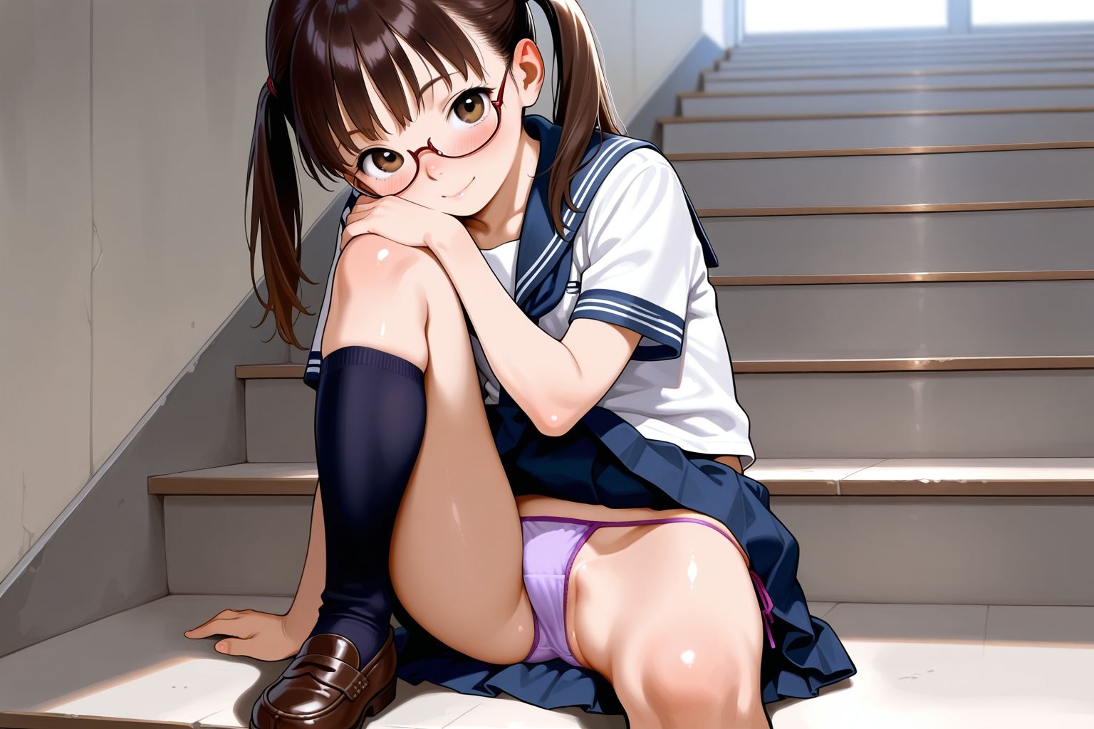 見せつけガールズ☆ツインテール階段編＋（プラス） サンプル1ページ目