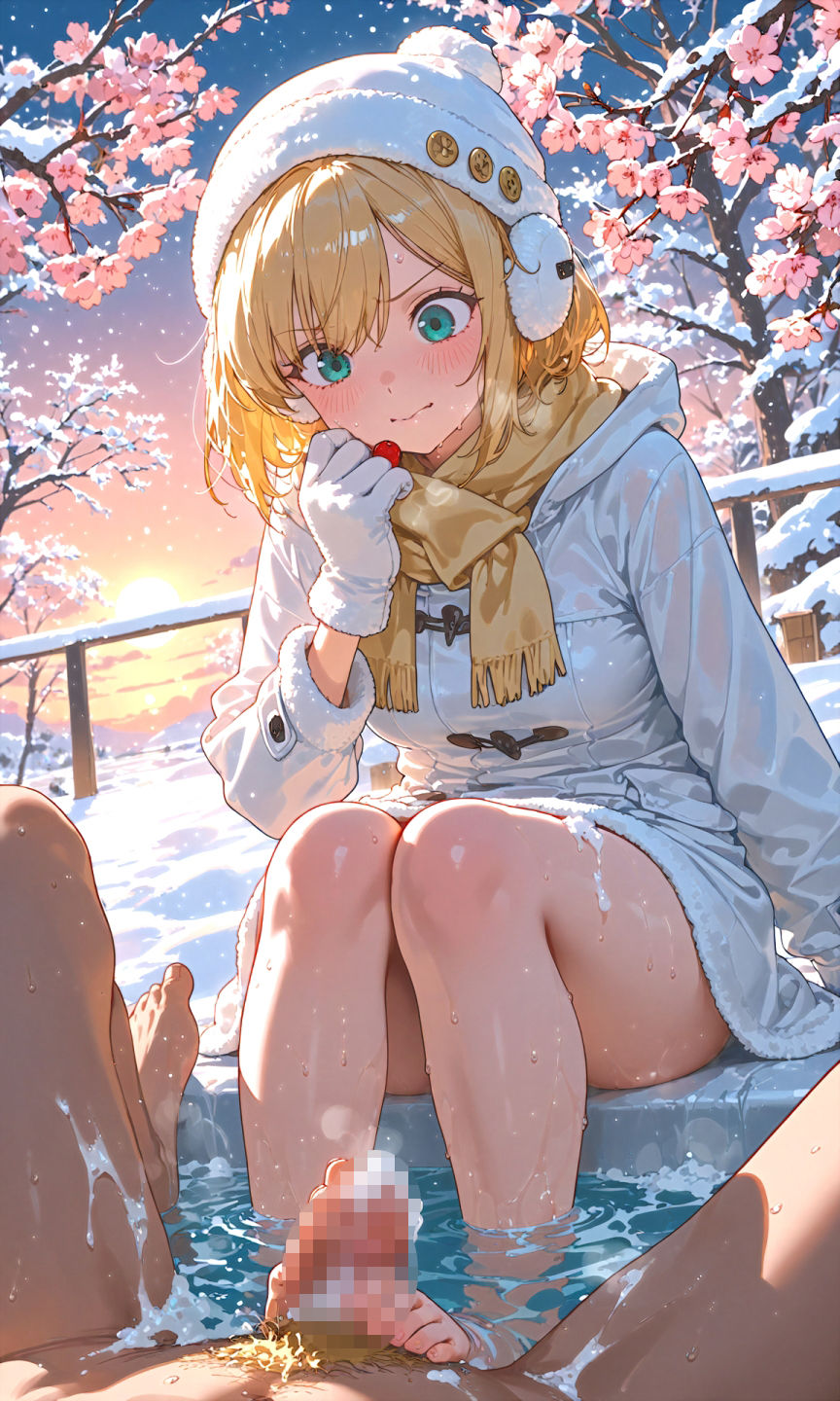 金髪貧乳美少女のえっちな写真集vol.45〜春の雪の夕方の風呂編〜 サンプル1ページ目