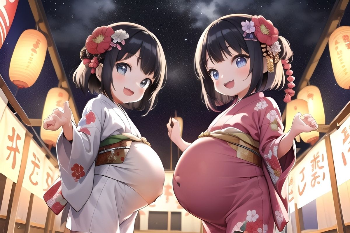 妊婦ちゃん夏祭り サンプル1ページ目