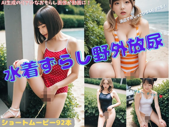 水着ずらし野外放尿
