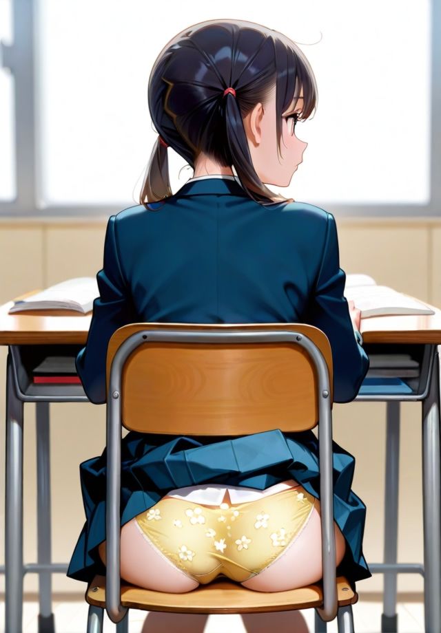 前の席の女子のスカートが捲れ上がっているのだが…。 サンプル3ページ目