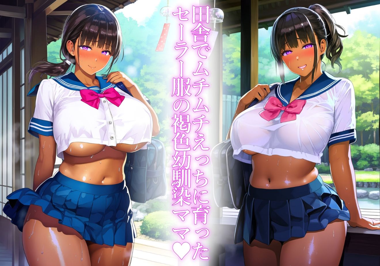 アヘ顔交尾解禁＊【ママ】むちむちえっちな褐色日焼け肌の田舎の幼馴染セーラー服ママ【セーラー服・褐色】 サンプル1ページ目