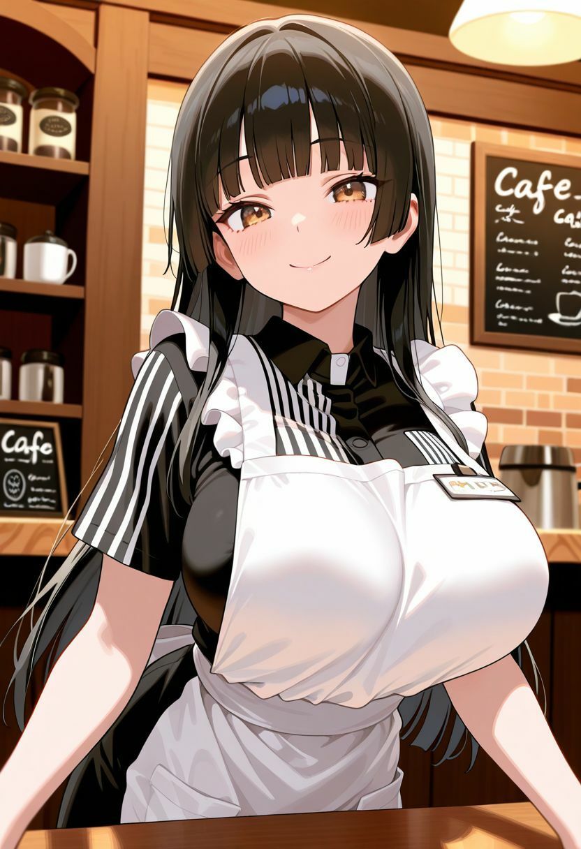姫カットの巨乳店員が全裸になって退勤後ご奉仕 サンプル1ページ目