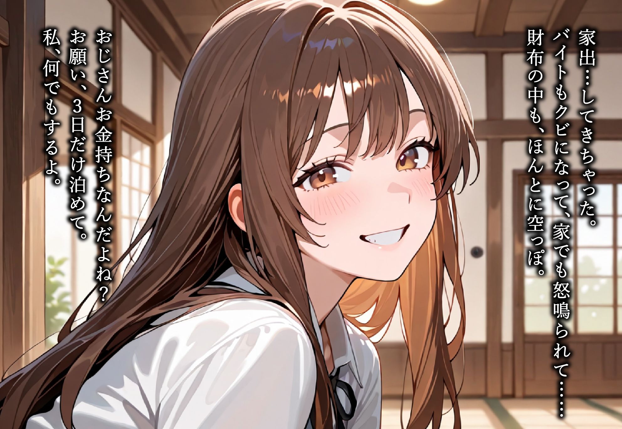 女子校生 家出少女 おじさんの性玩具になる サンプル1ページ目