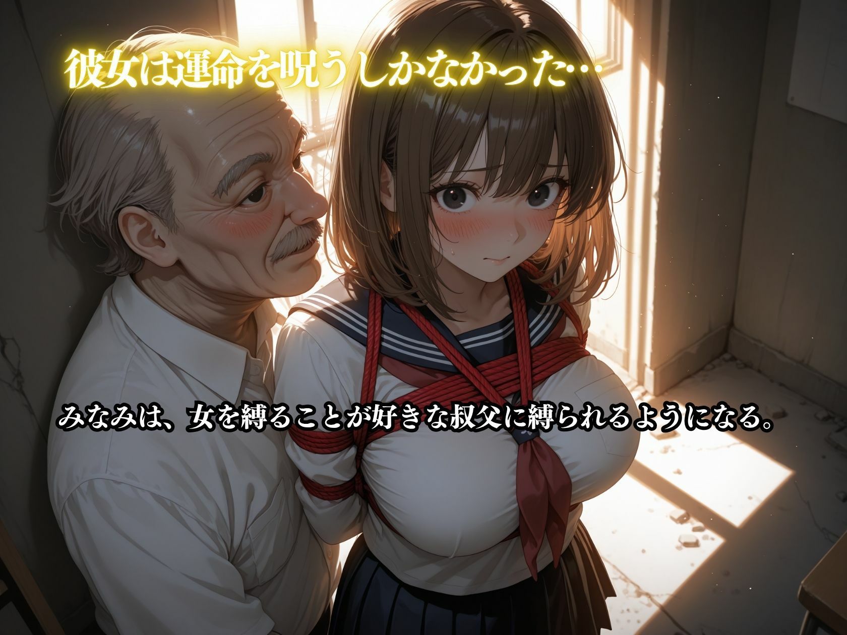 制服緊縛  巨乳美少女の若い肉体を麻縄で縛り上げる サンプル3ページ目