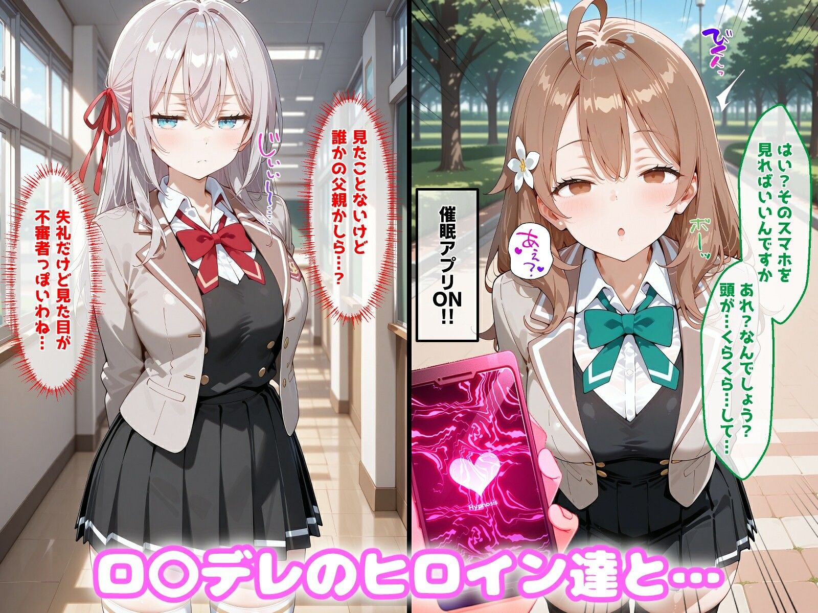 〇眠アプリで妊娠孕ませ  ロ〇デレのヒロインたちと膣内射精えっちする話 サンプル1ページ目
