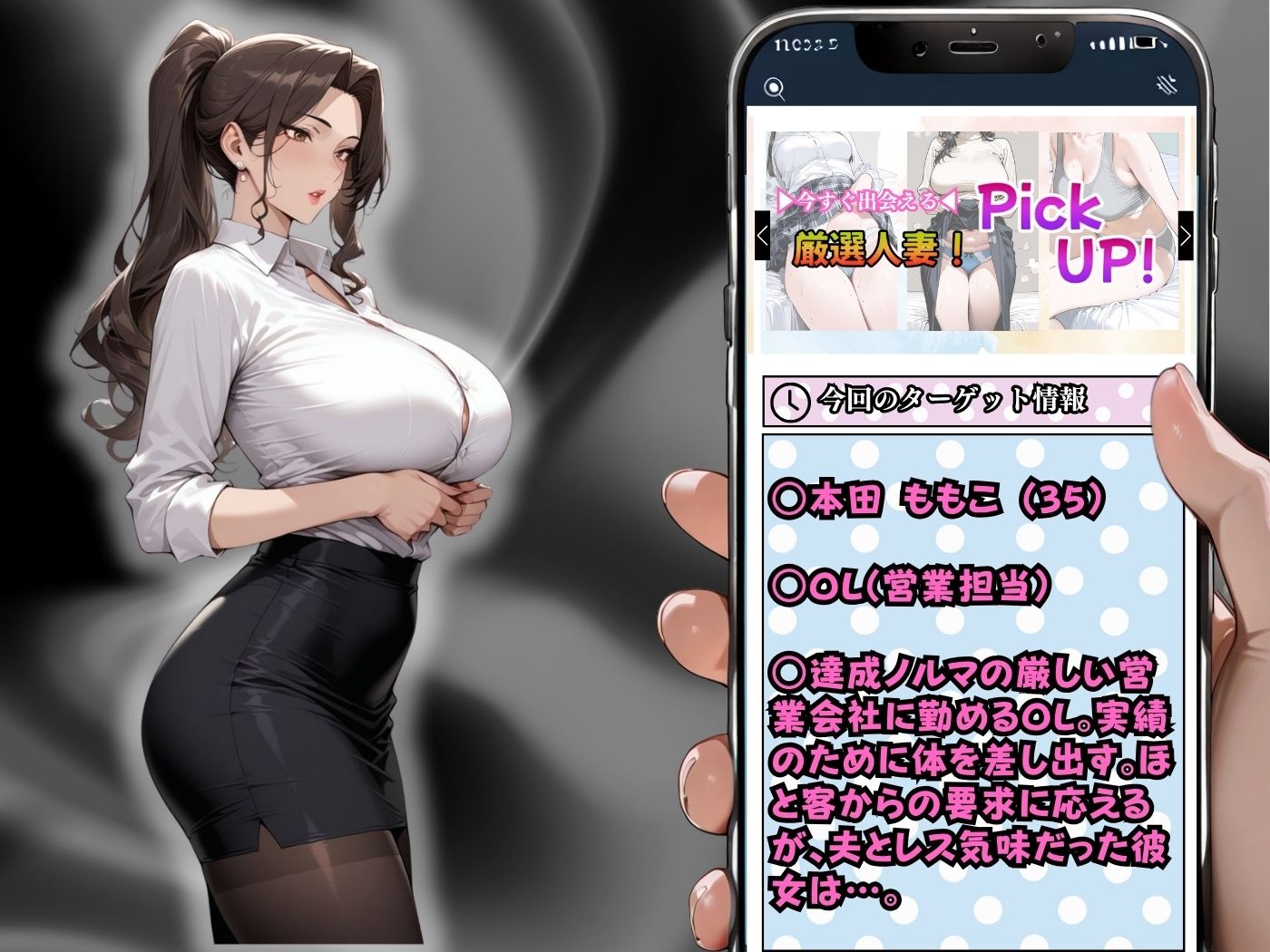 【セリフ入有】肉感人妻種付け〜爆乳人妻OLによる肉体営業 巨マラレ●プで痴女化した〜 サンプル2ページ目