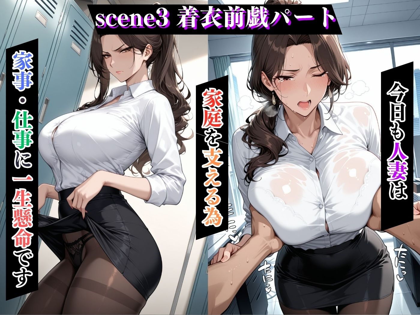 【セリフ入有】肉感人妻種付け〜爆乳人妻OLによる肉体営業 巨マラレ●プで痴女化した〜 サンプル5ページ目