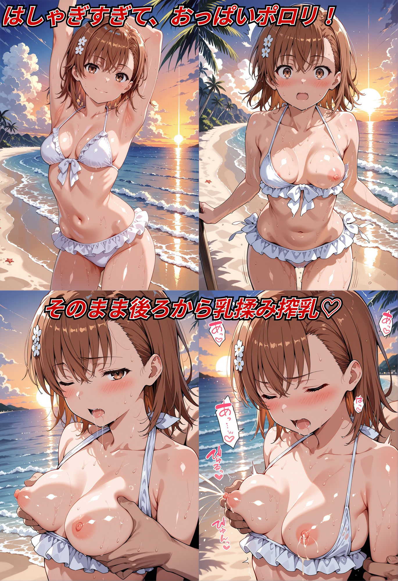 ビリビリ電撃娘の制服＆水着姿で公開恥じらいえっち サンプル4ページ目