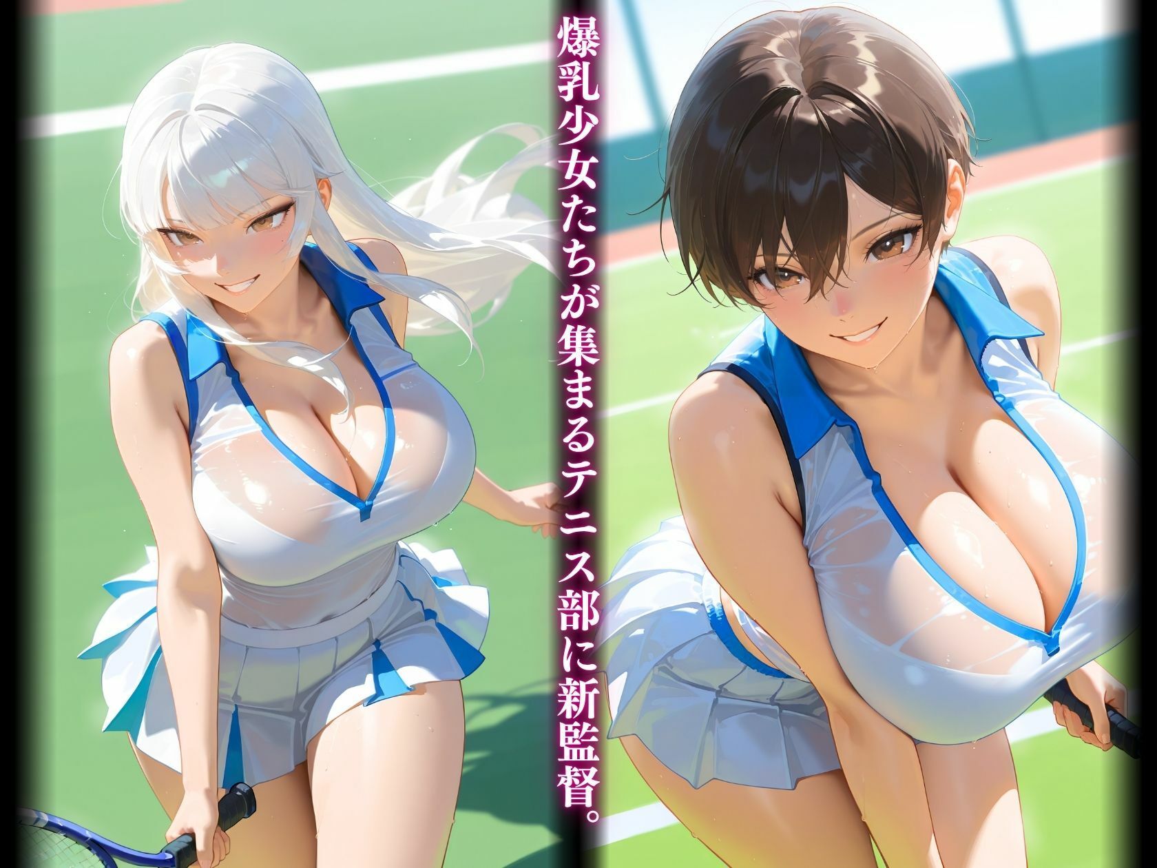 爆乳テニス部新監督の練習おかしくね？「そんなに揉まないで（はぁと）？」 サンプル1ページ目