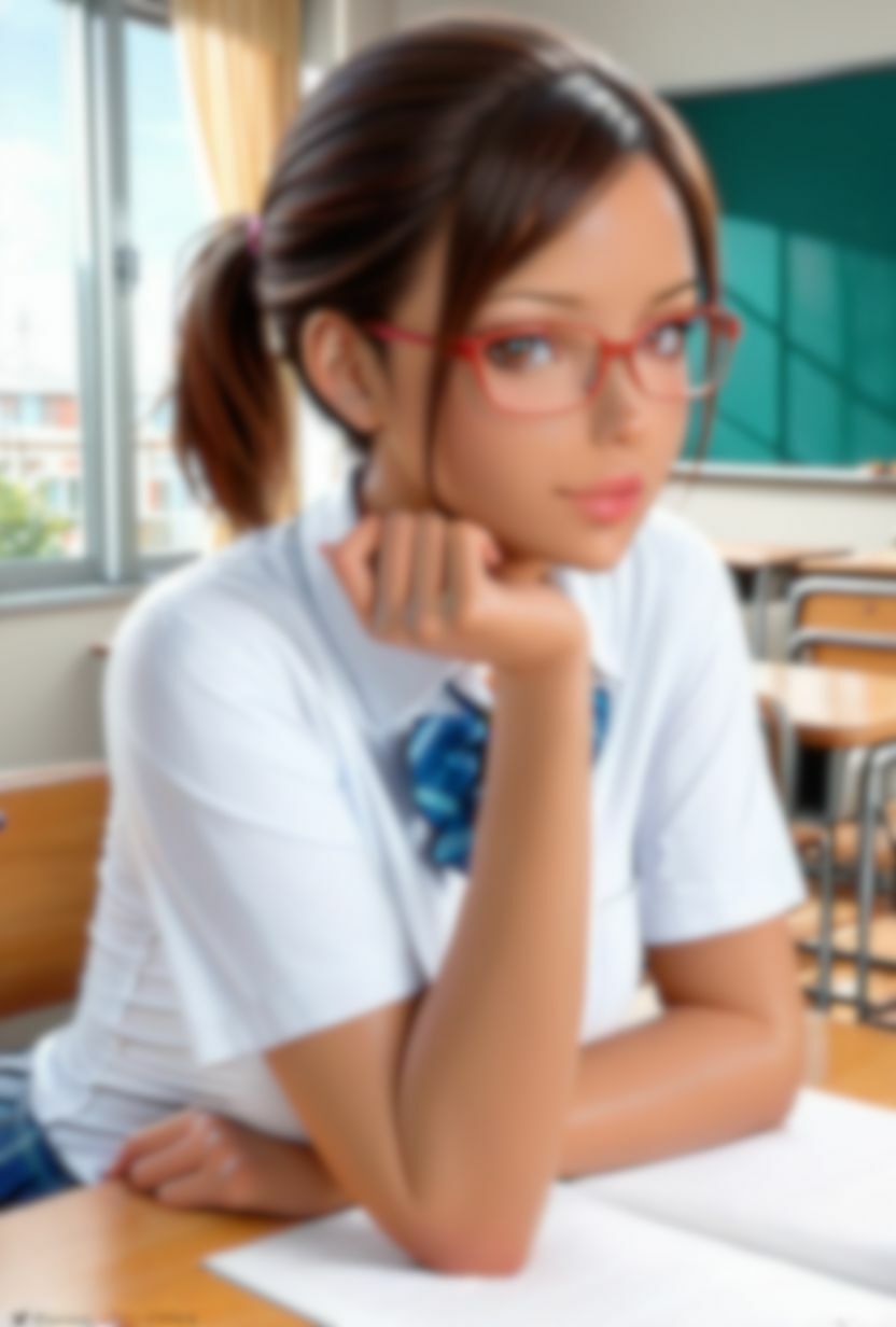 黒〇〇の縞パン〇姦。学校編（教室） サンプル1ページ目