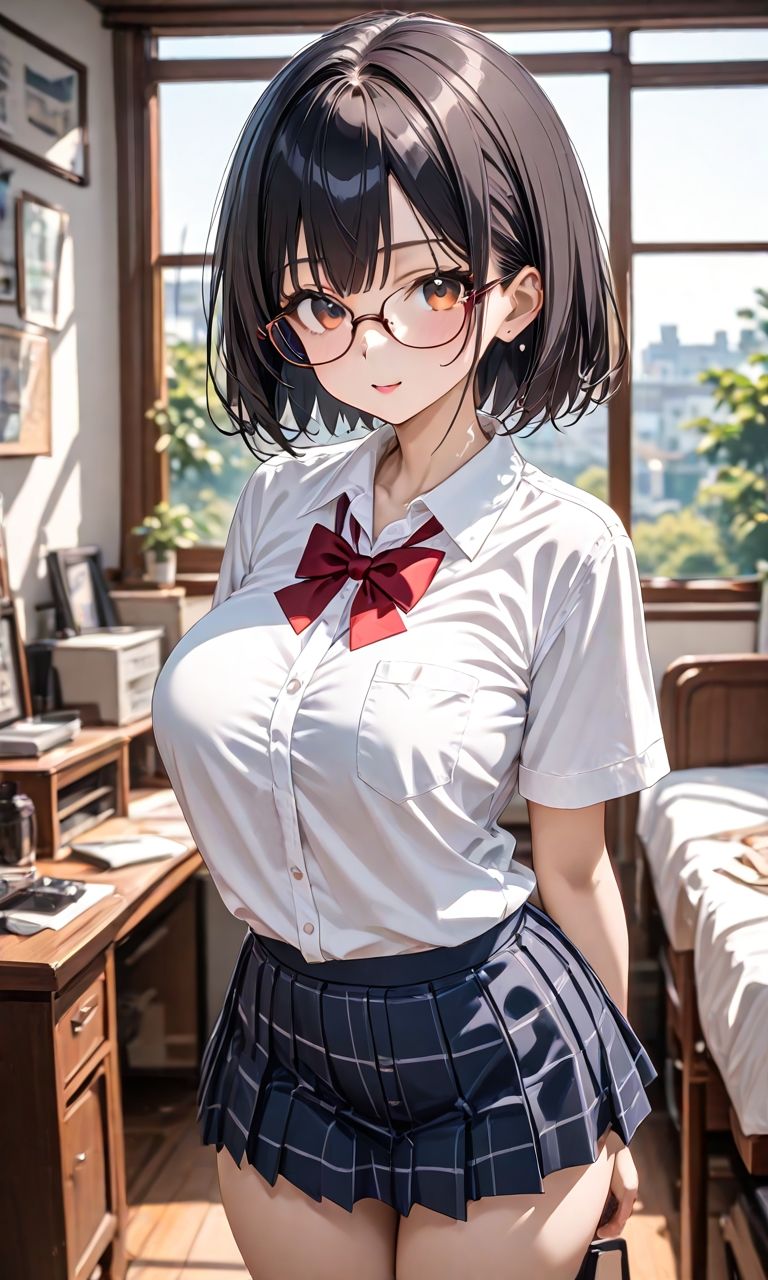 黒髪メガネ巨乳私生活 サンプル1ページ目