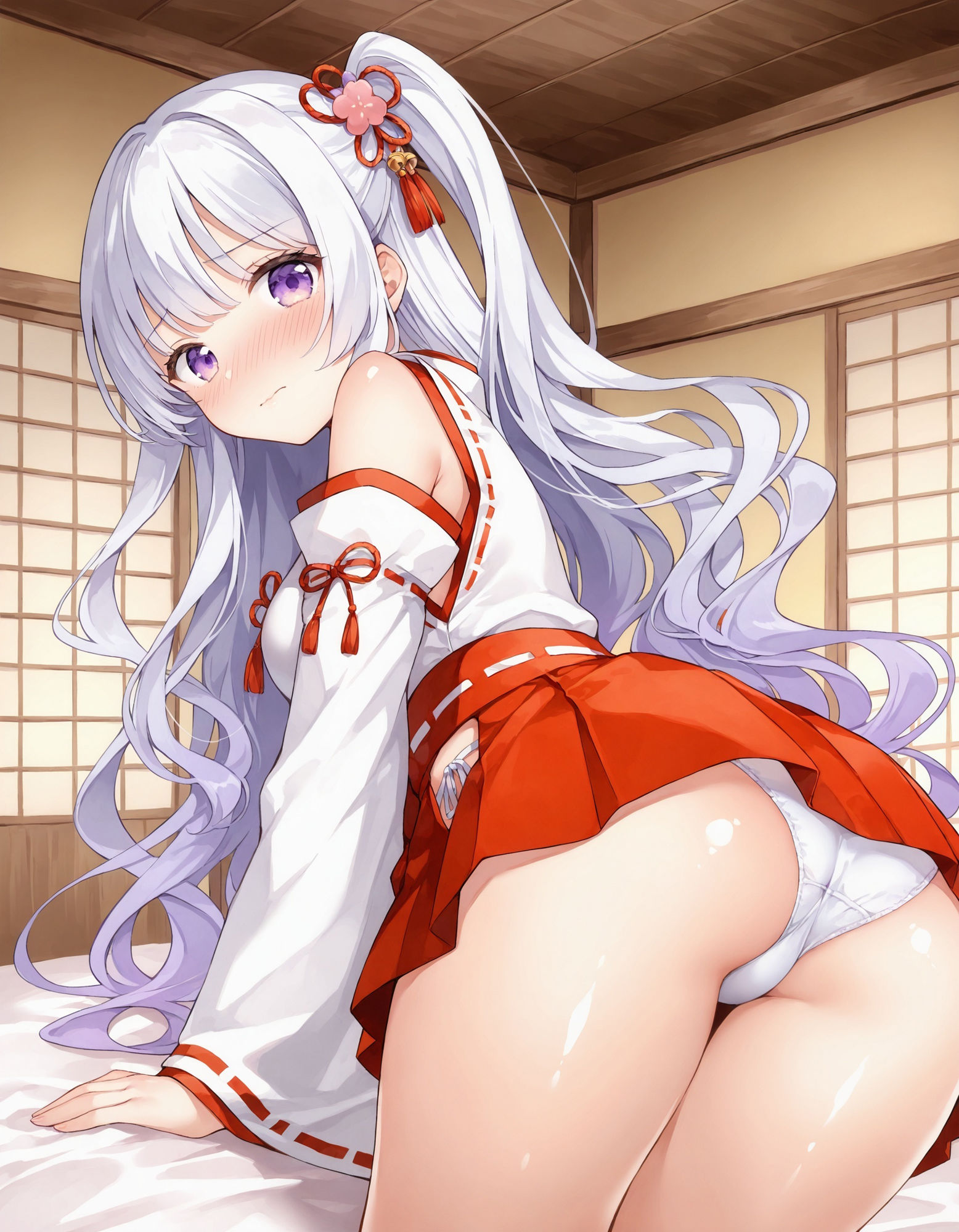 巫女コスで四つん這いパンチラ サンプル7ページ目