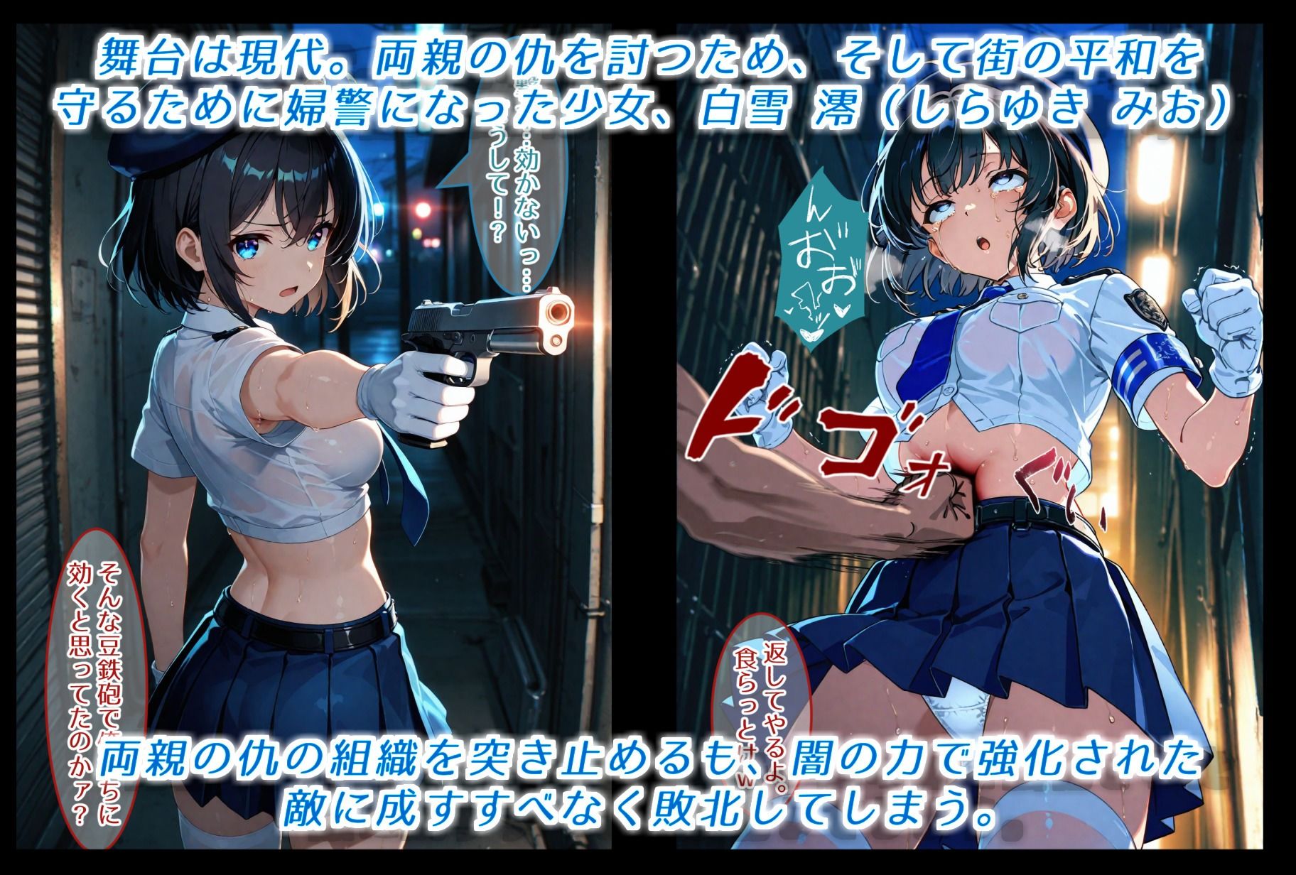 仇討ちに失敗した婦警魔法少女、敗北し、組織のご奉仕メイドにされる サンプル1ページ目