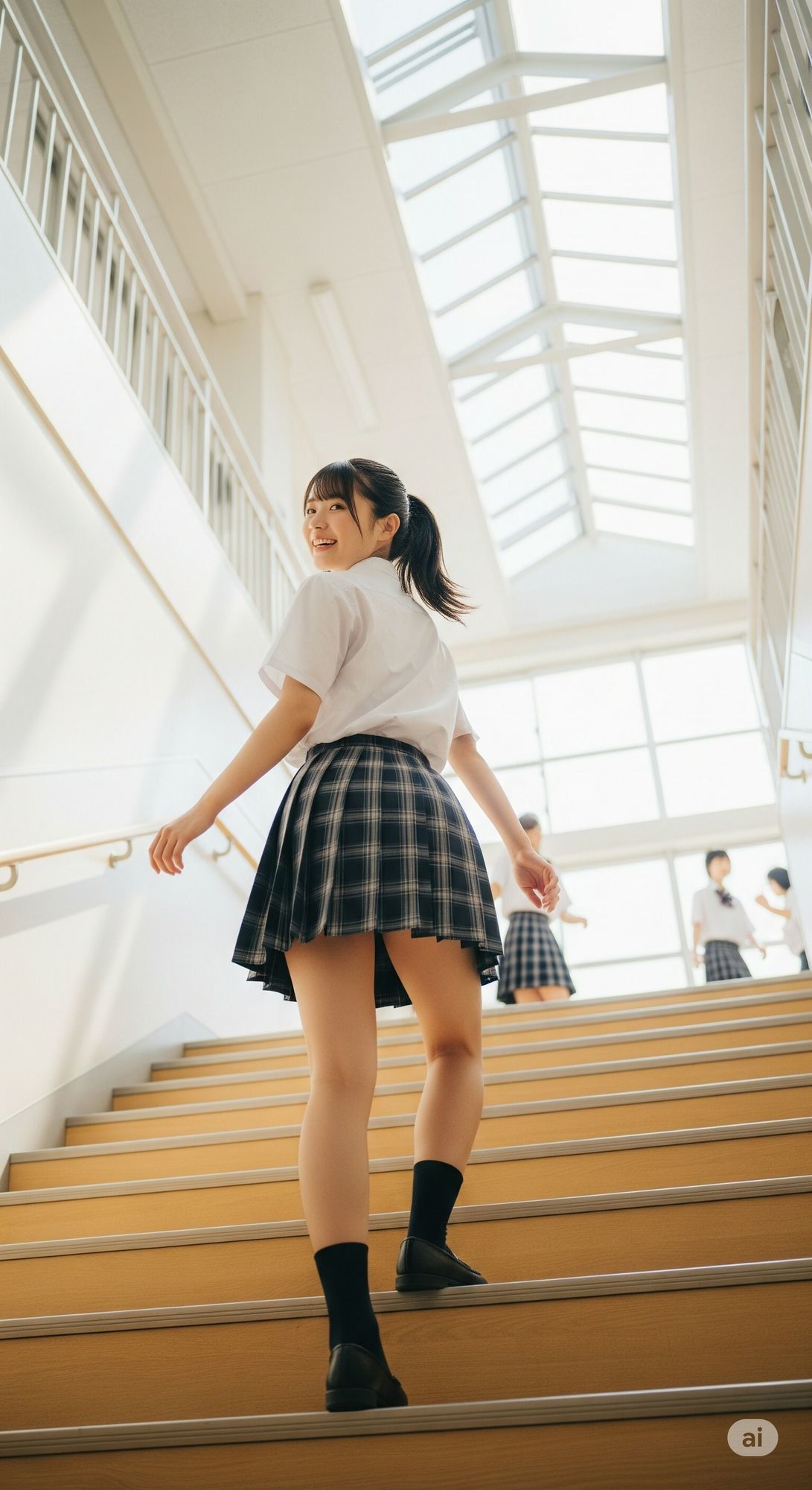 階段JK-綺麗な足と見えそうな純白パンツ- サンプル4ページ目