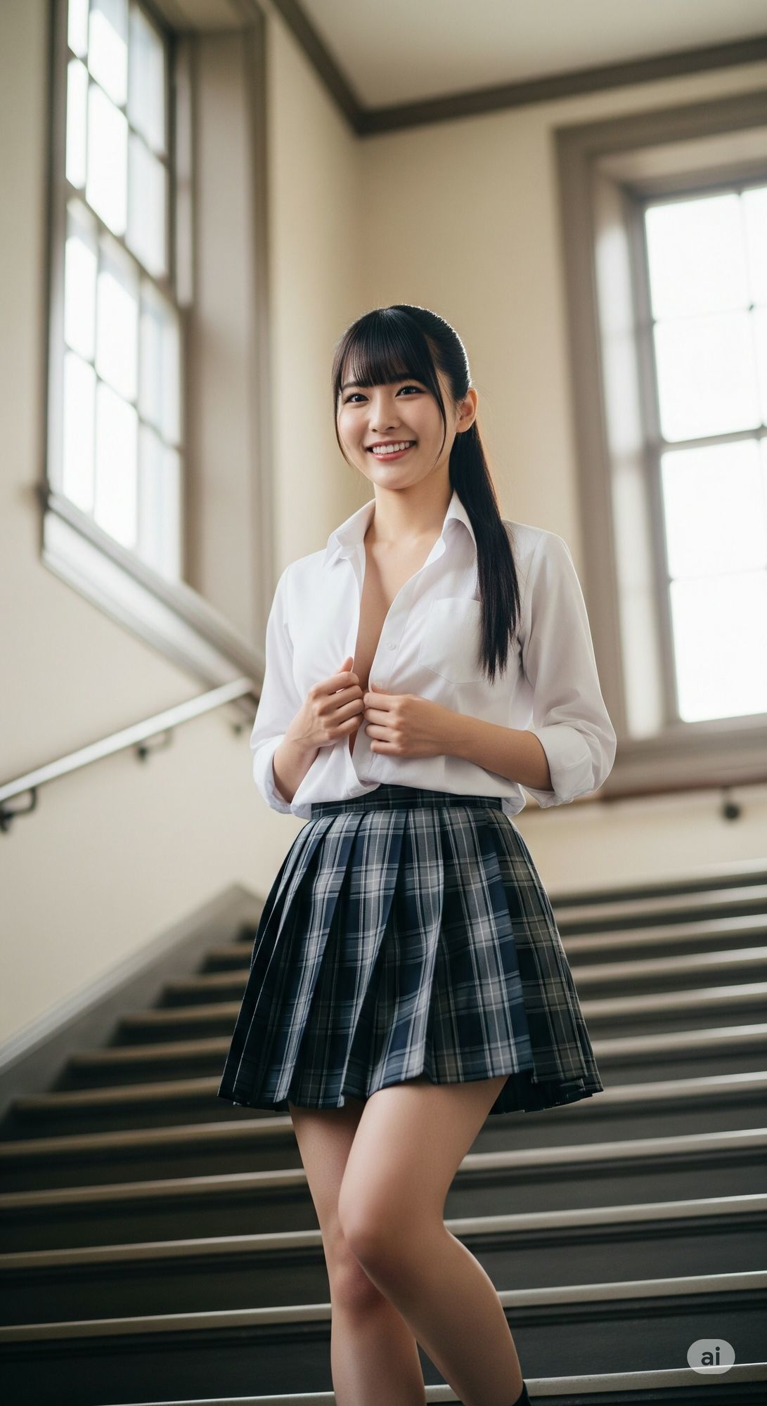 階段JK-綺麗な足と見えそうな純白パンツ- サンプル8ページ目