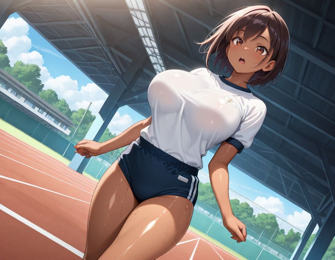 ブルマを着た褐色ギャルに種付け サンプル2ページ目