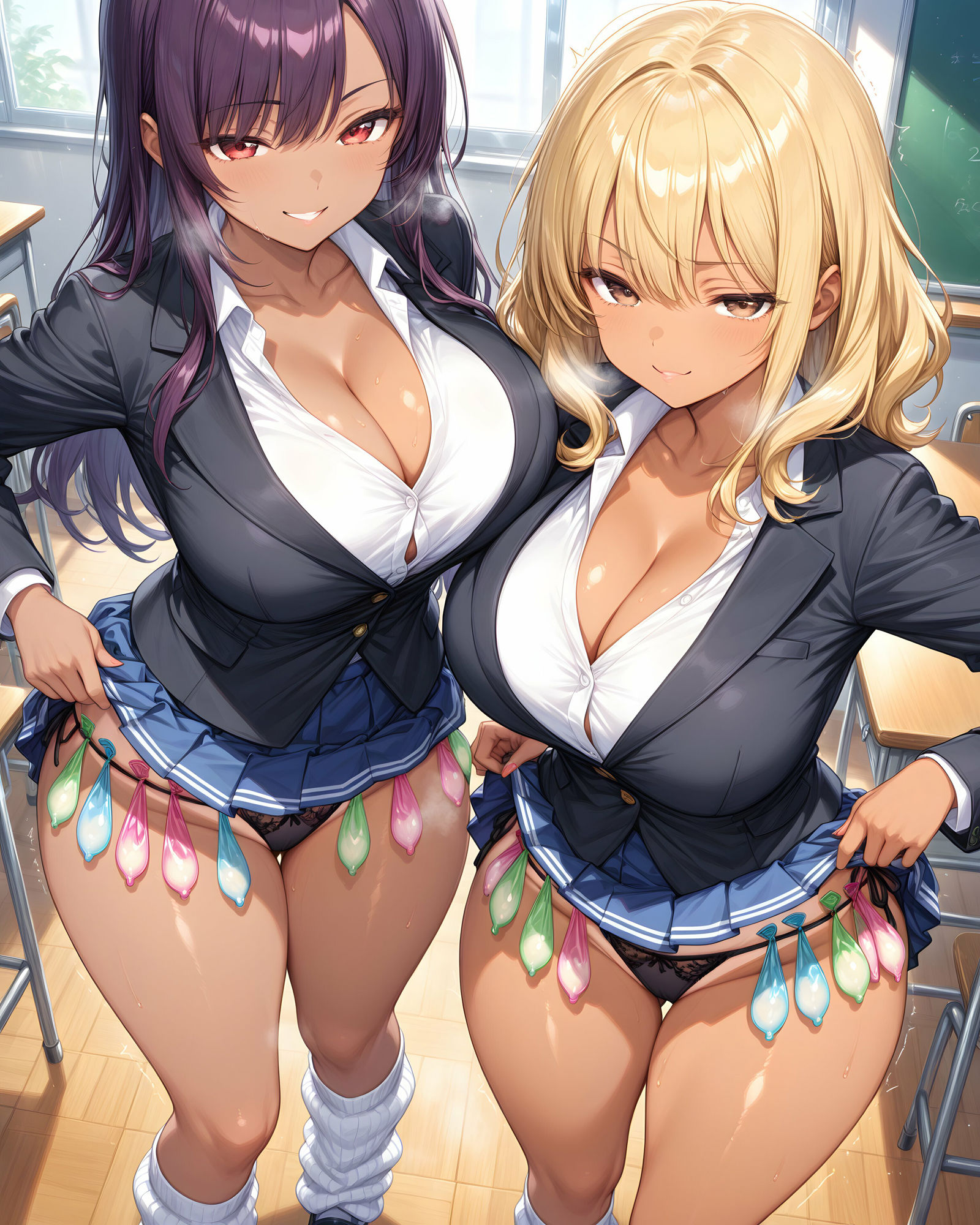 超ミニスカ女学園5〜パンツ丸見えの黒ギャルJK達にセクハラしたり、ぶっかけたり、チ〇ポのお世話してもらうイラスト集〜 サンプル10ページ目