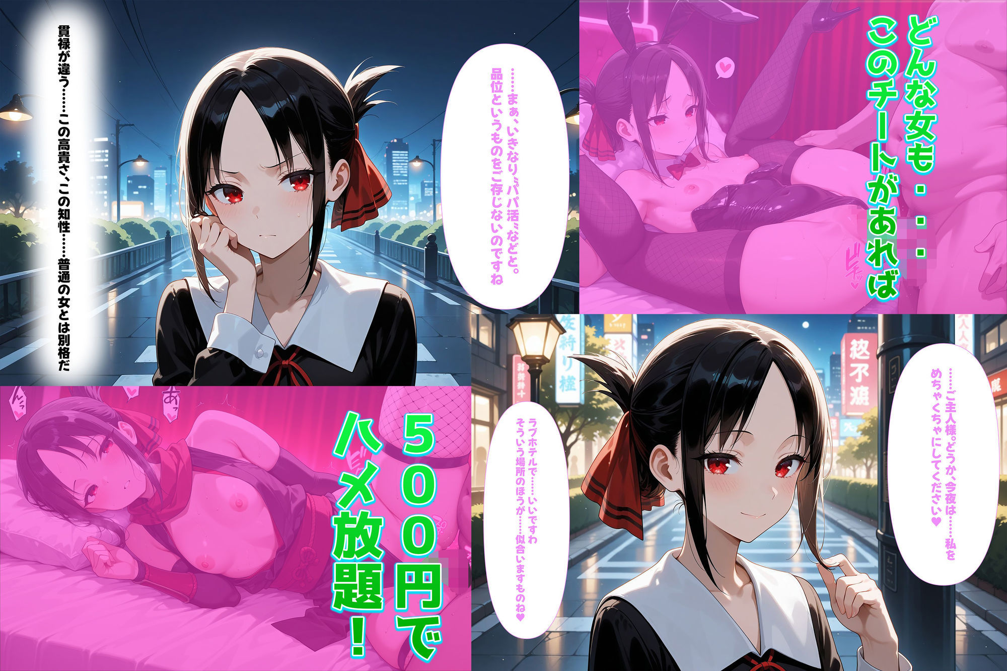 500円でパパ活確定チート〜ワンコインで美少女と即ラブホ！中出し孕ませ確定援交〜［四宮か●や編］［か●や様は告らせたい］［CG500枚］ サンプル1ページ目