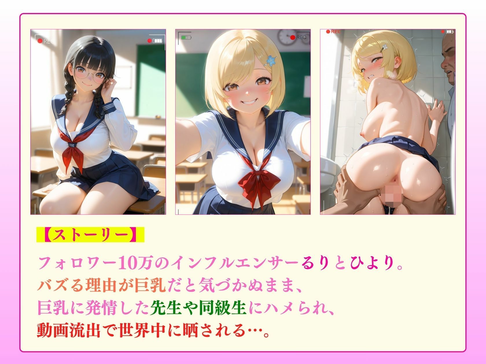 巨乳インフルエンサーハメられバズ動画流出「見ちゃダメぇ（はぁと）？」 サンプル2ページ目