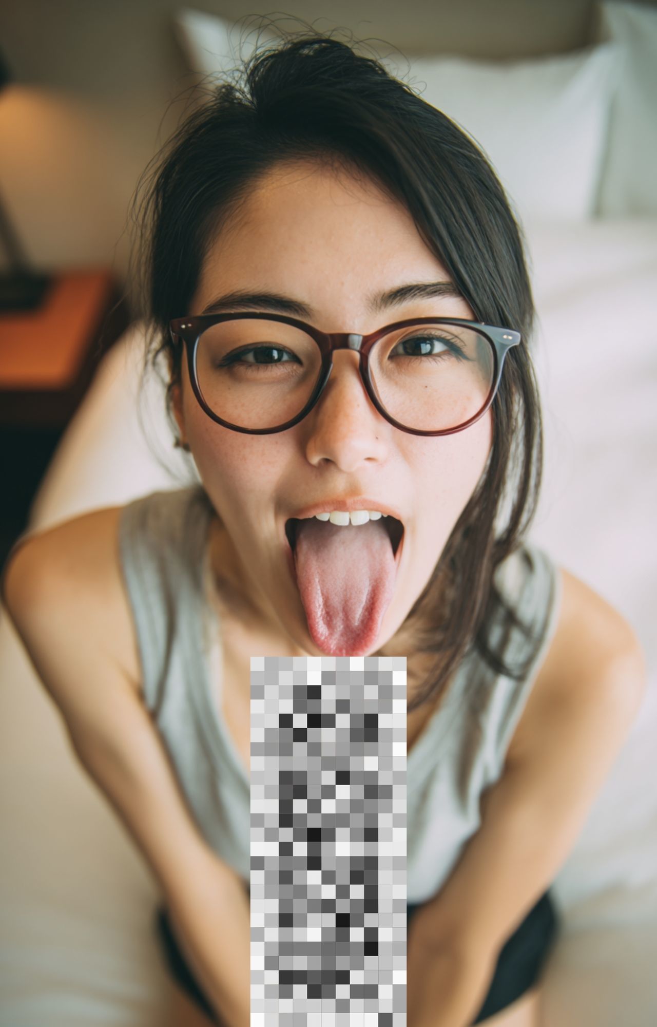 眼鏡美女のフェラ顔 サンプル2ページ目