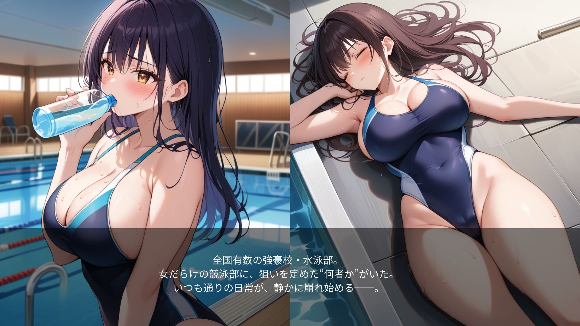 狙われた女子水泳部──巨乳黒髪ロングの競泳女子、濡れたロッカーで── サンプル2ページ目