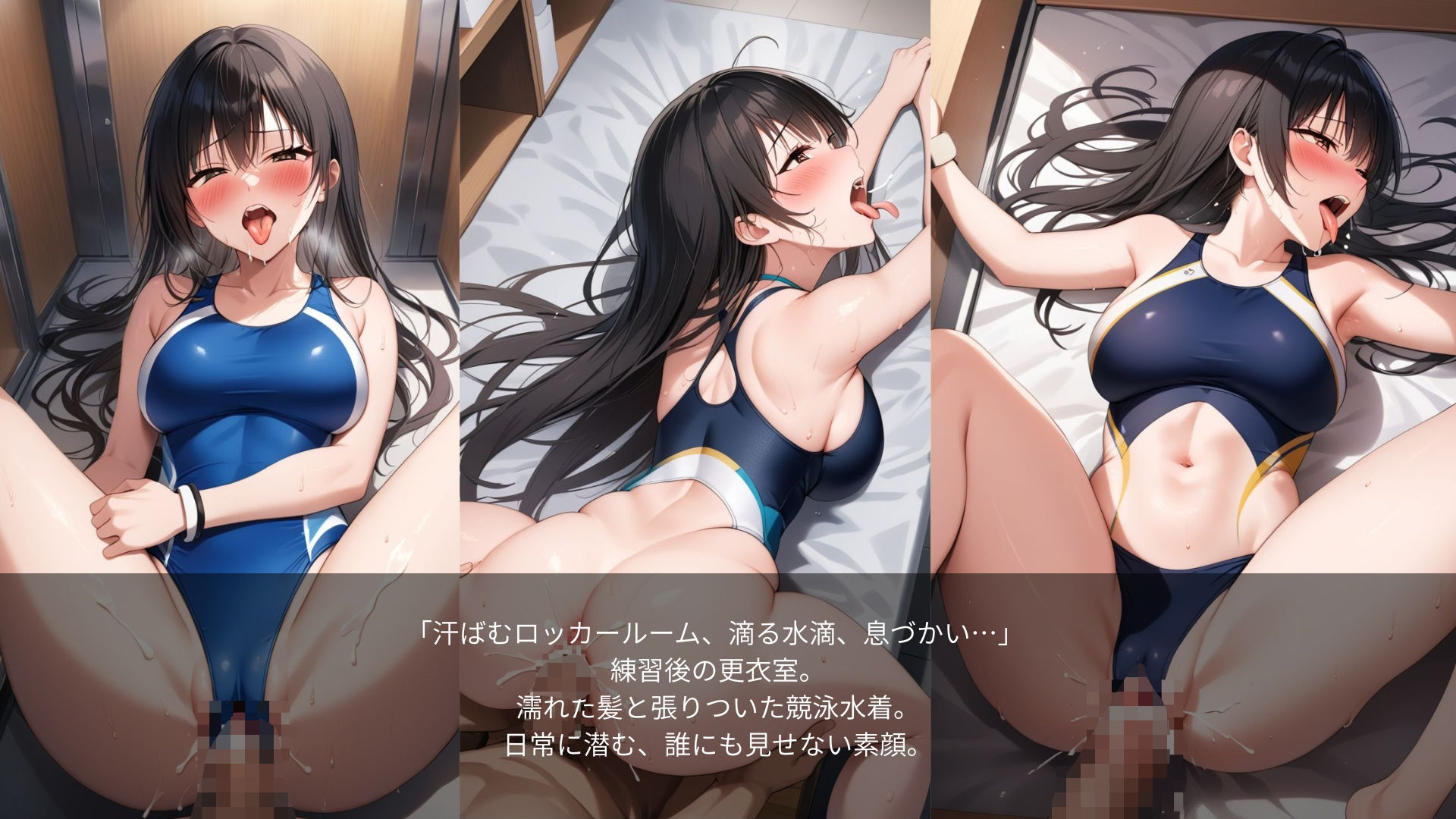 狙われた女子水泳部──巨乳黒髪ロングの競泳女子、濡れたロッカーで── サンプル3ページ目