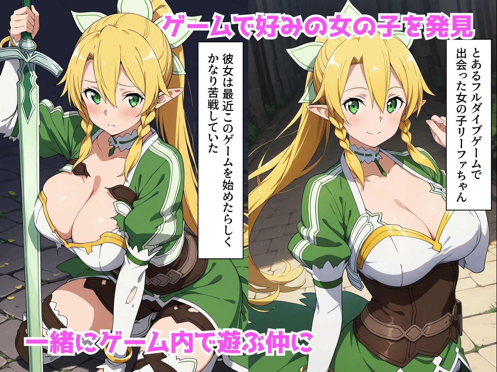 ゲームでエッチができるチートを使ってリーファちゃんを襲ってみた サンプル1ページ目