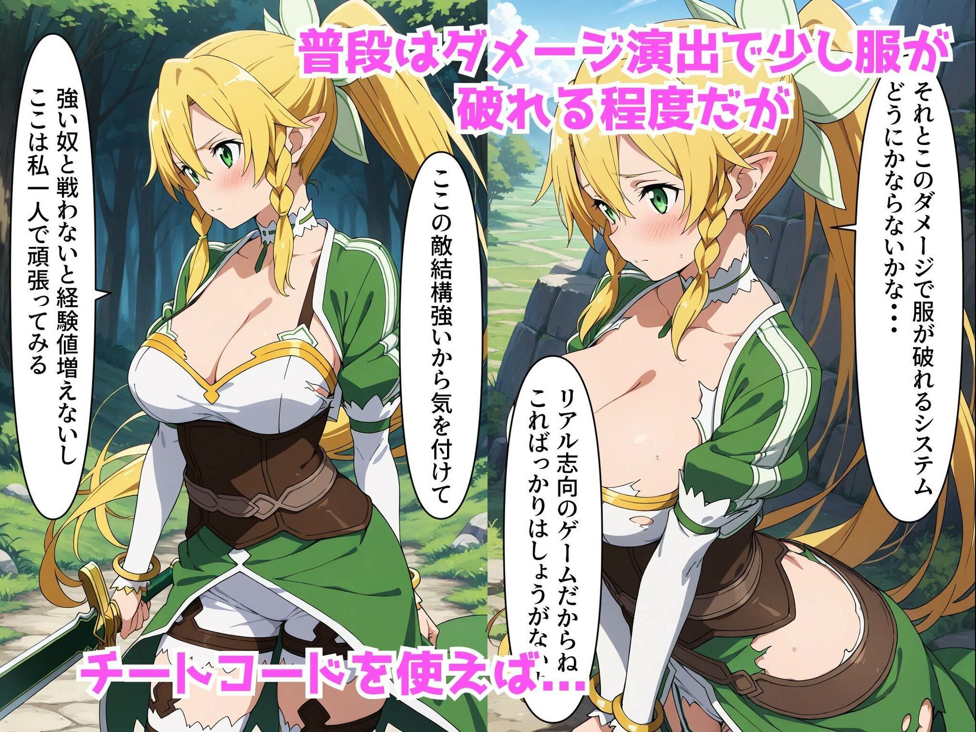 ゲームでエッチができるチートを使ってリーファちゃんを襲ってみた サンプル2ページ目