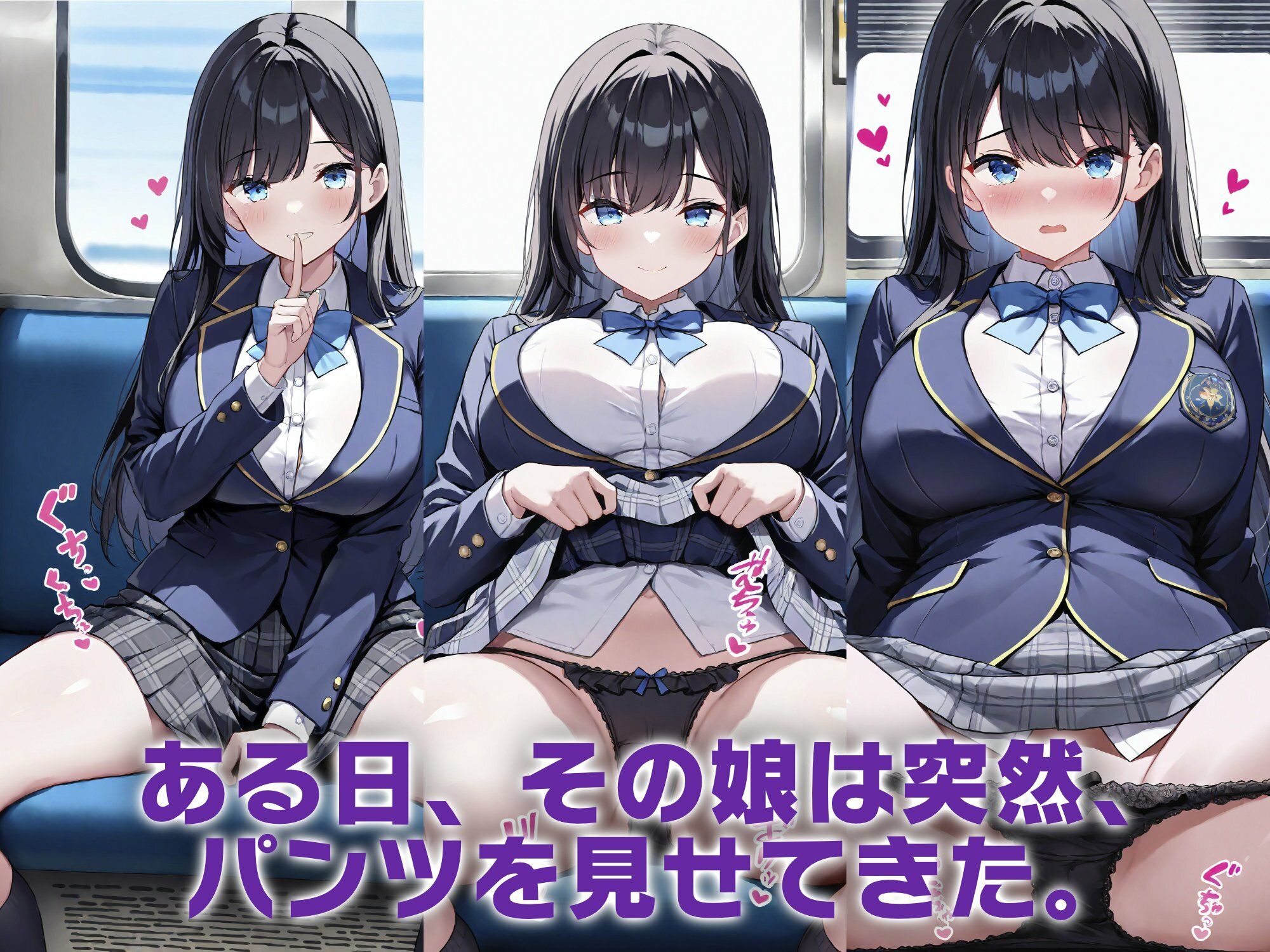 2人だけの電車で見せつけてくる娘に理性を失った僕は… 黒瀬あおい サンプル3ページ目
