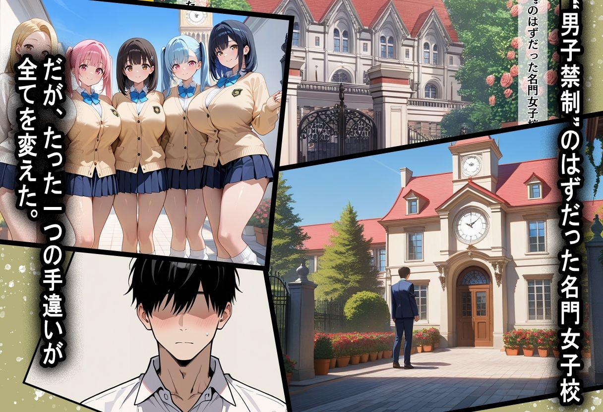 間違って女子校に入学したらムチムチ女子校生に毎日中出しを要求される学園生活〜爆乳ポニテと黒髪ロング編〜 サンプル1ページ目