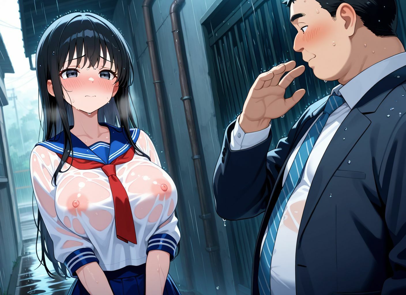 雨の日に〜透け透け巨乳びしょ濡れ中出し中毒〜 サンプル2ページ目