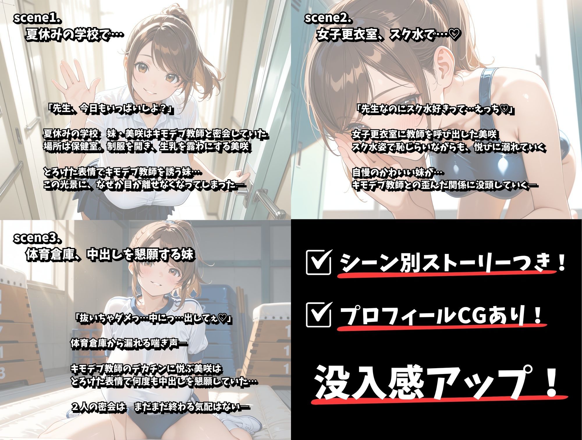 爆乳妹ちゃん夏休み！キモデブ教師と過ごす中出し登校日 サンプル9ページ目