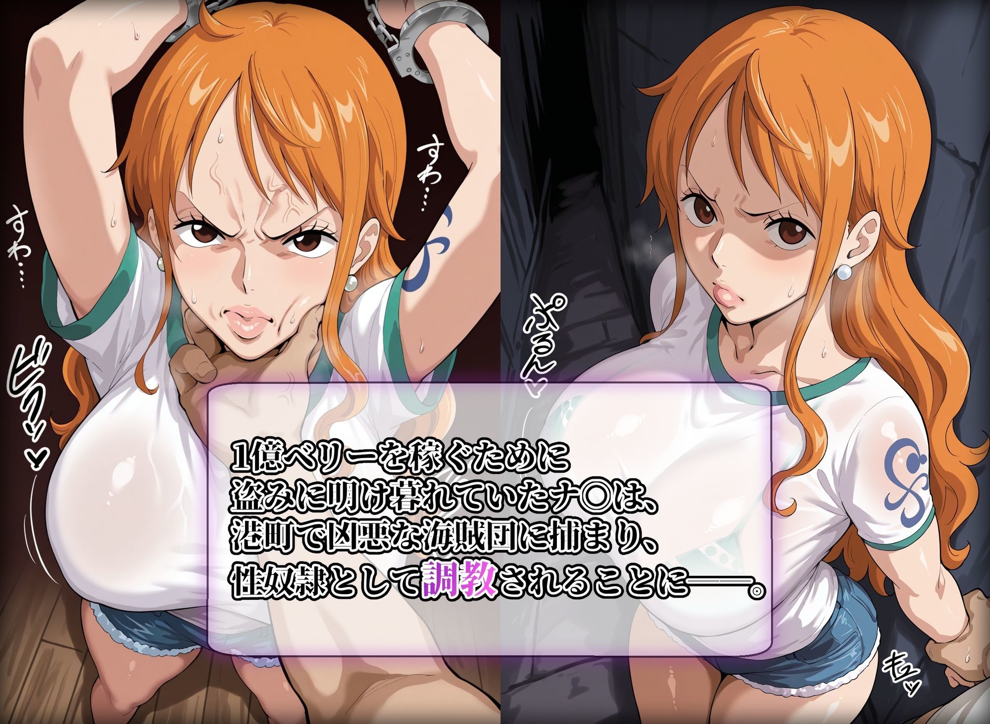 【ワ〇ピース】財宝盗んで調子に乗るナ〇を調教して孕ませ完堕ちさせた話 サンプル1ページ目