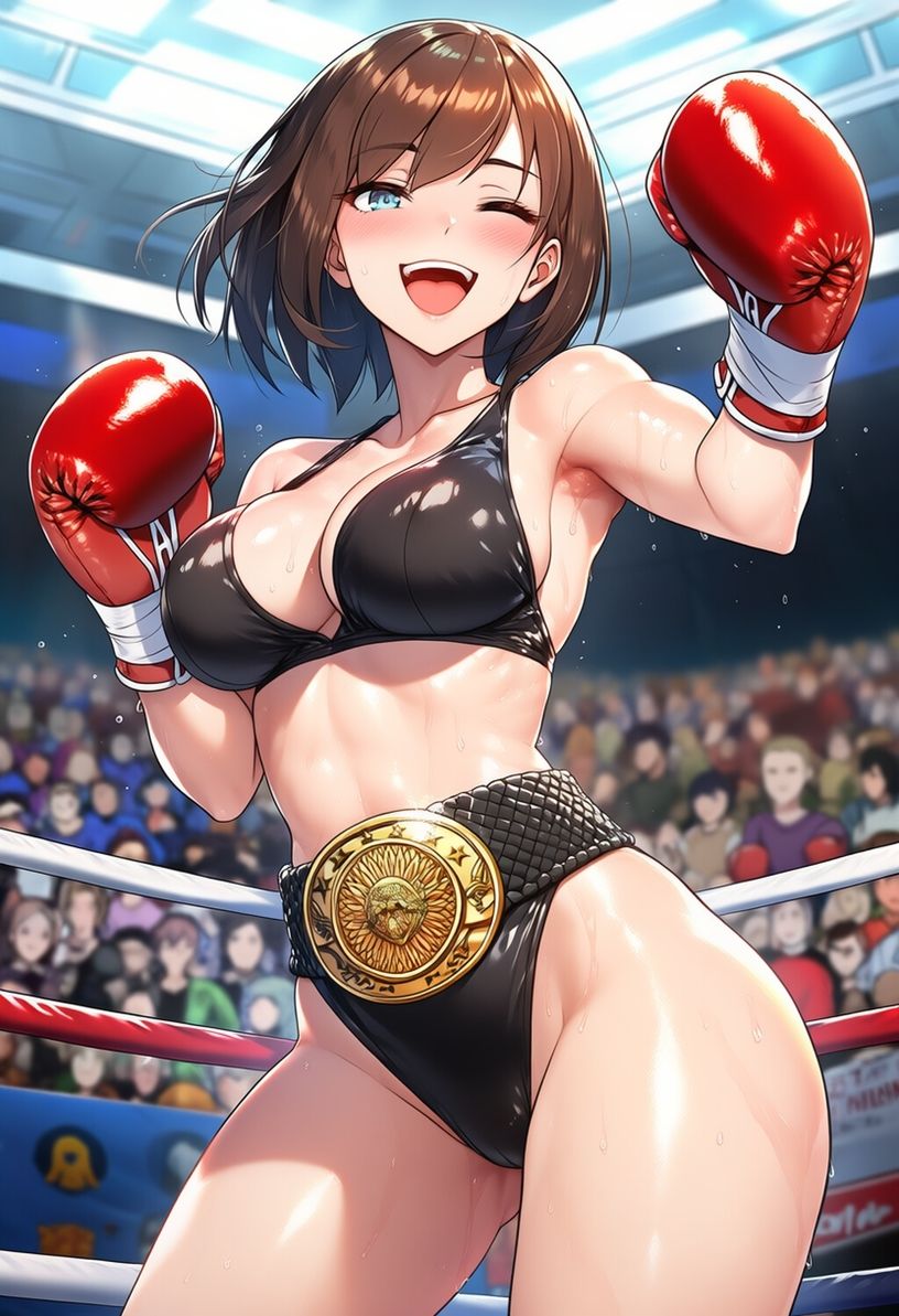 女子ボクシング美少女AIイラストコレクション2 勝利ポーズ編 サンプル2ページ目