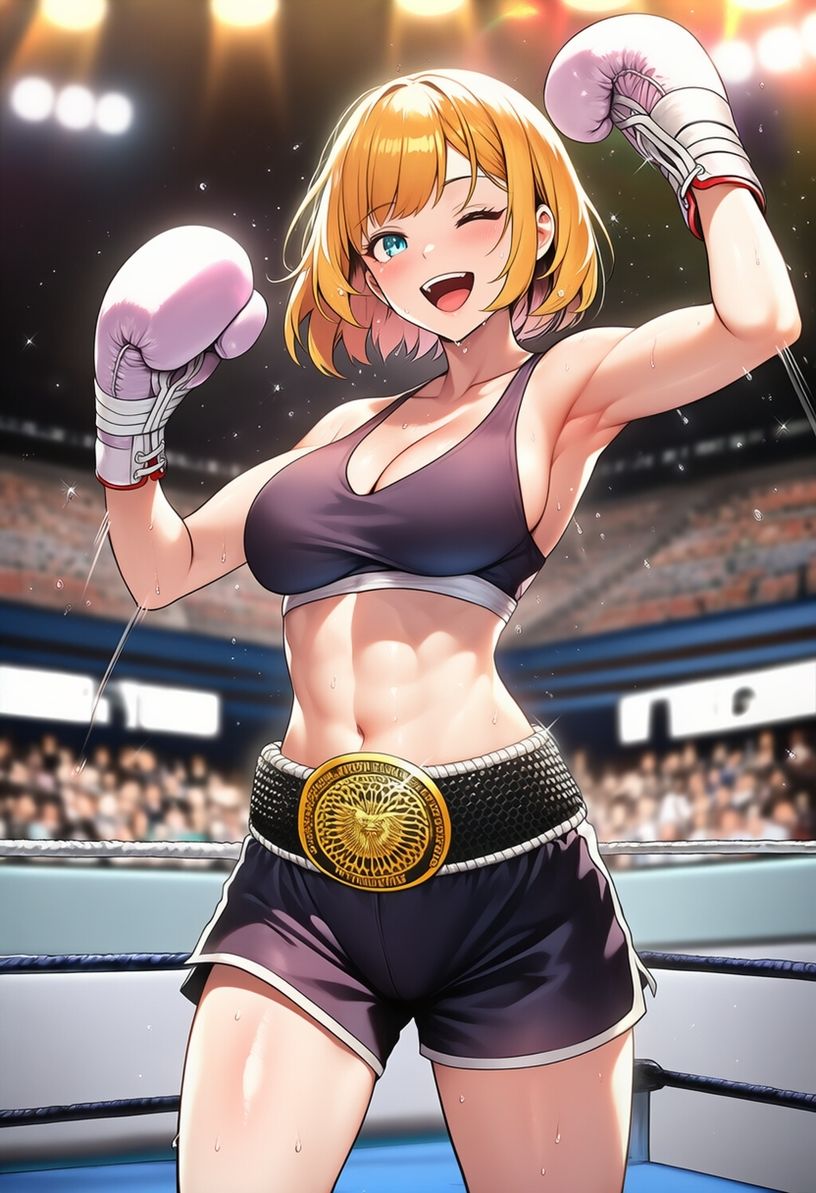女子ボクシング美少女AIイラストコレクション2 勝利ポーズ編 サンプル3ページ目
